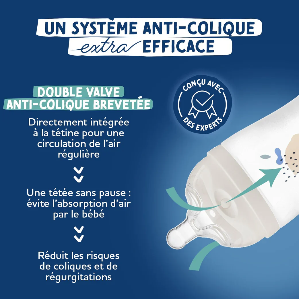 DODIE BIBERON TETINE MULT ANTI COLIQUE 0-6 MOIS DEBIT 1 BLEU 150 ML - Image 6