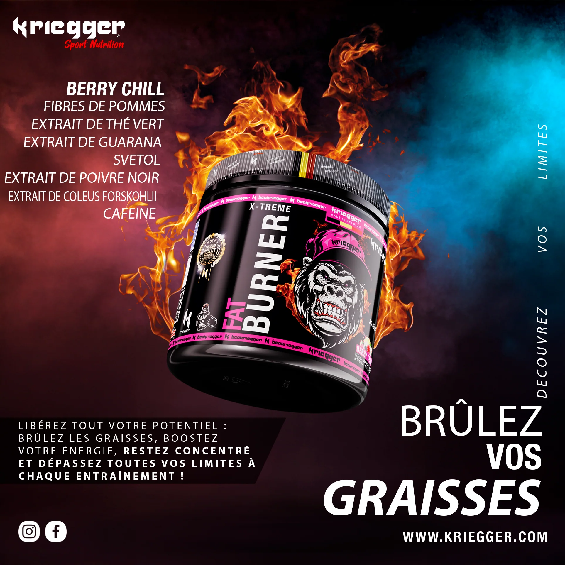 Kriegger FAT BURNER X-TREME 300 g - 30 doses - Image 3