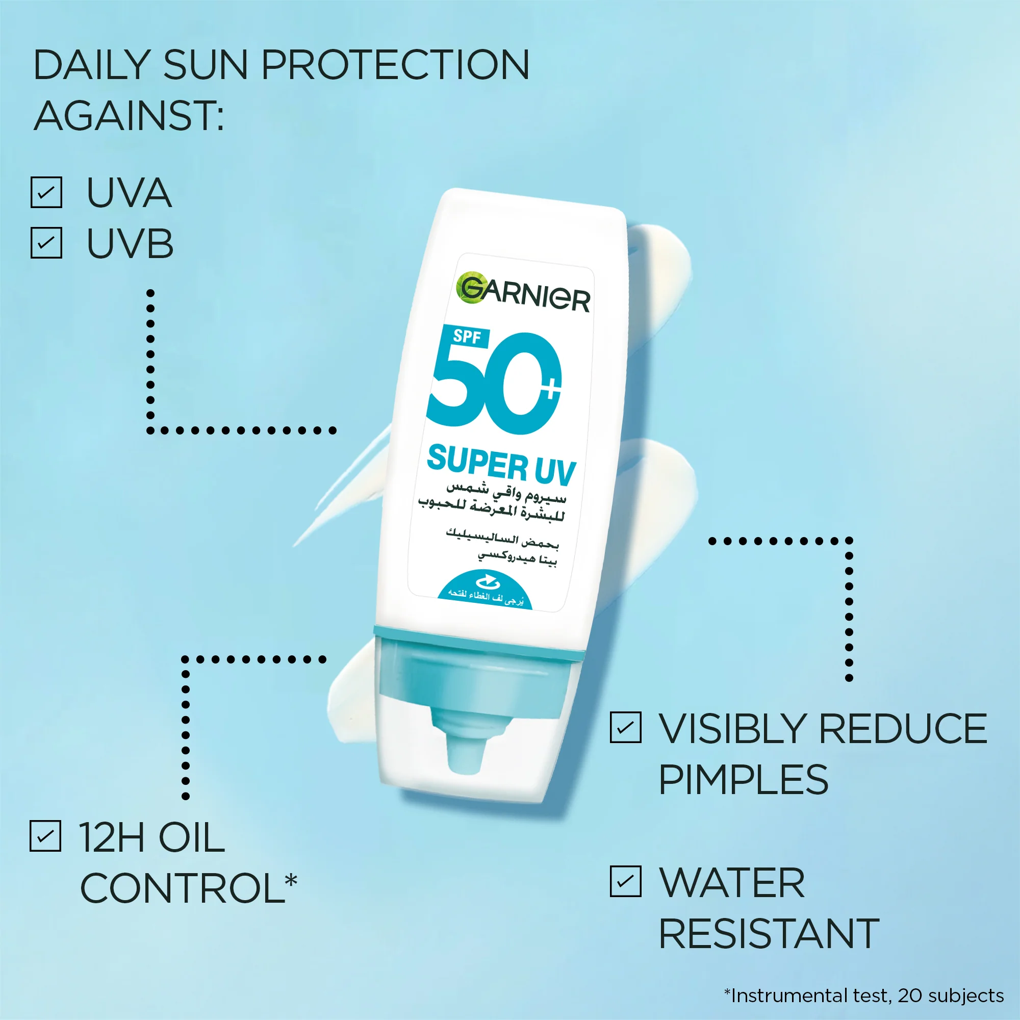 Garnier Super UV Serum Sunscreen SPF50+ PA++++ – Peaux à Imperfections & Anti-Acné - Image 2