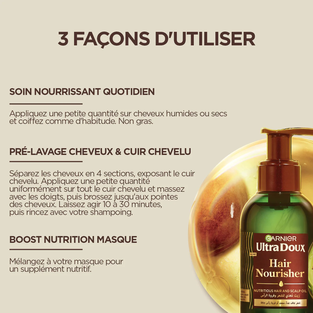 GARNIER Ultra Doux Huile Avocat 120ml – Soin Nourrissant Cheveux Secs et Frisottis - Image 2