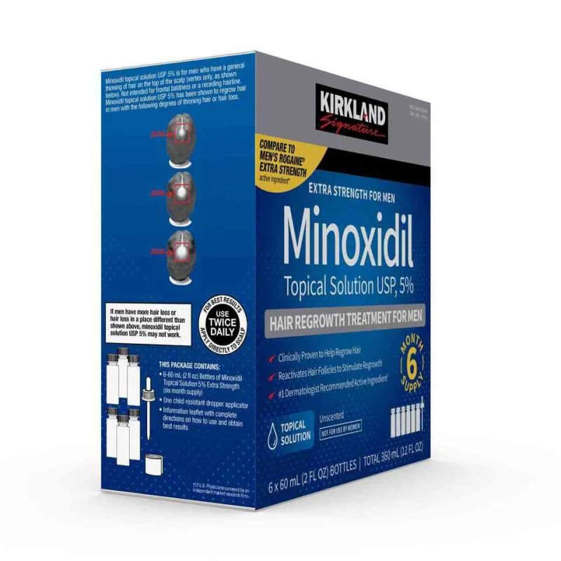 Kirkland Signature Extra Strength For Men Minoxidil 50% 6*60mL 6 mois - Image 2