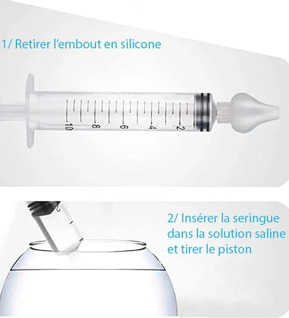 L2N Pharma Lot de 2 Seringues Bébé pour Lavage Nasal à anneaux Colorés - Image 3