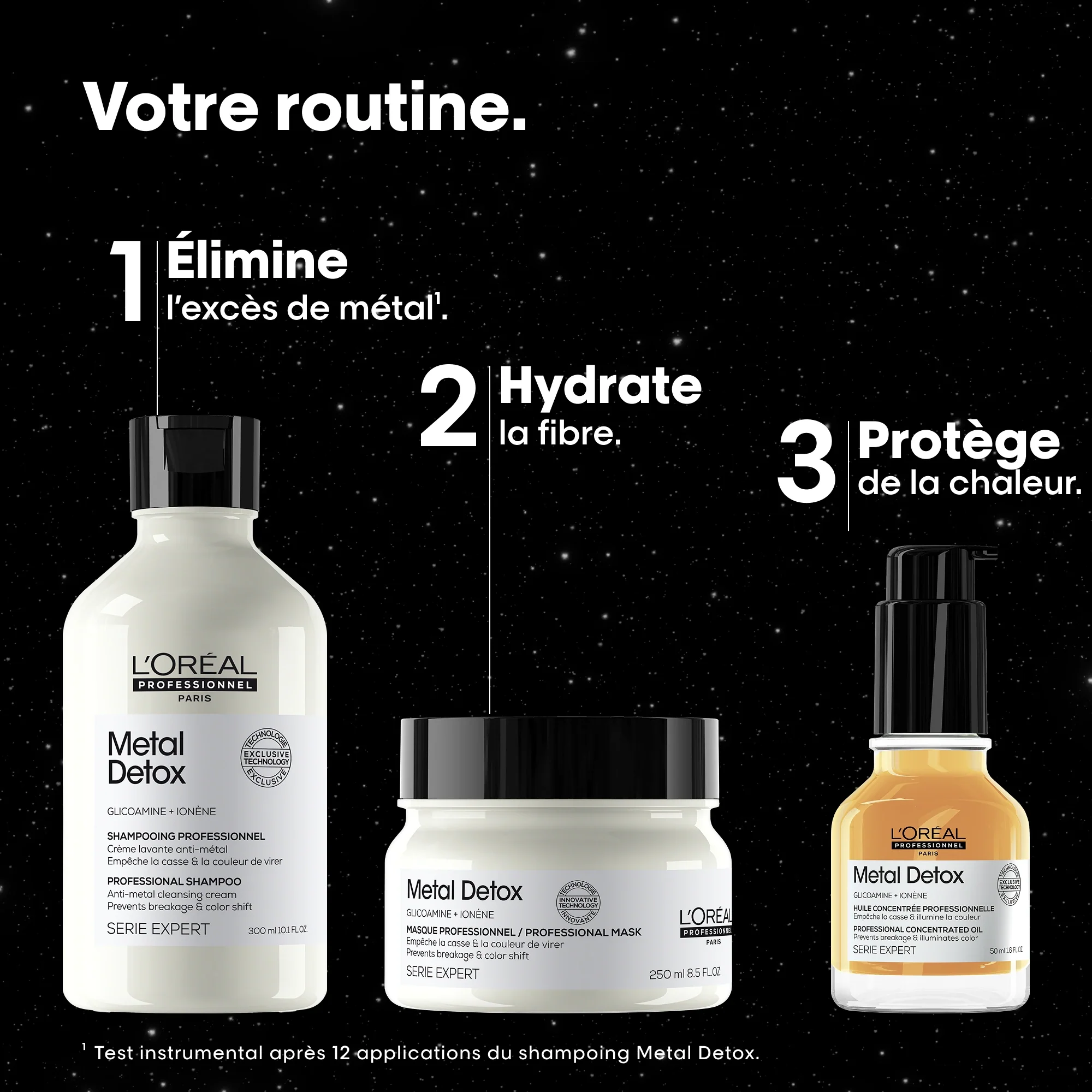 L'ORÉAL PROFESSIONNEL TRIO METAL DETOX SHAMPOOING 300 ML + MASQUE 250 ML + Huile - Image 2