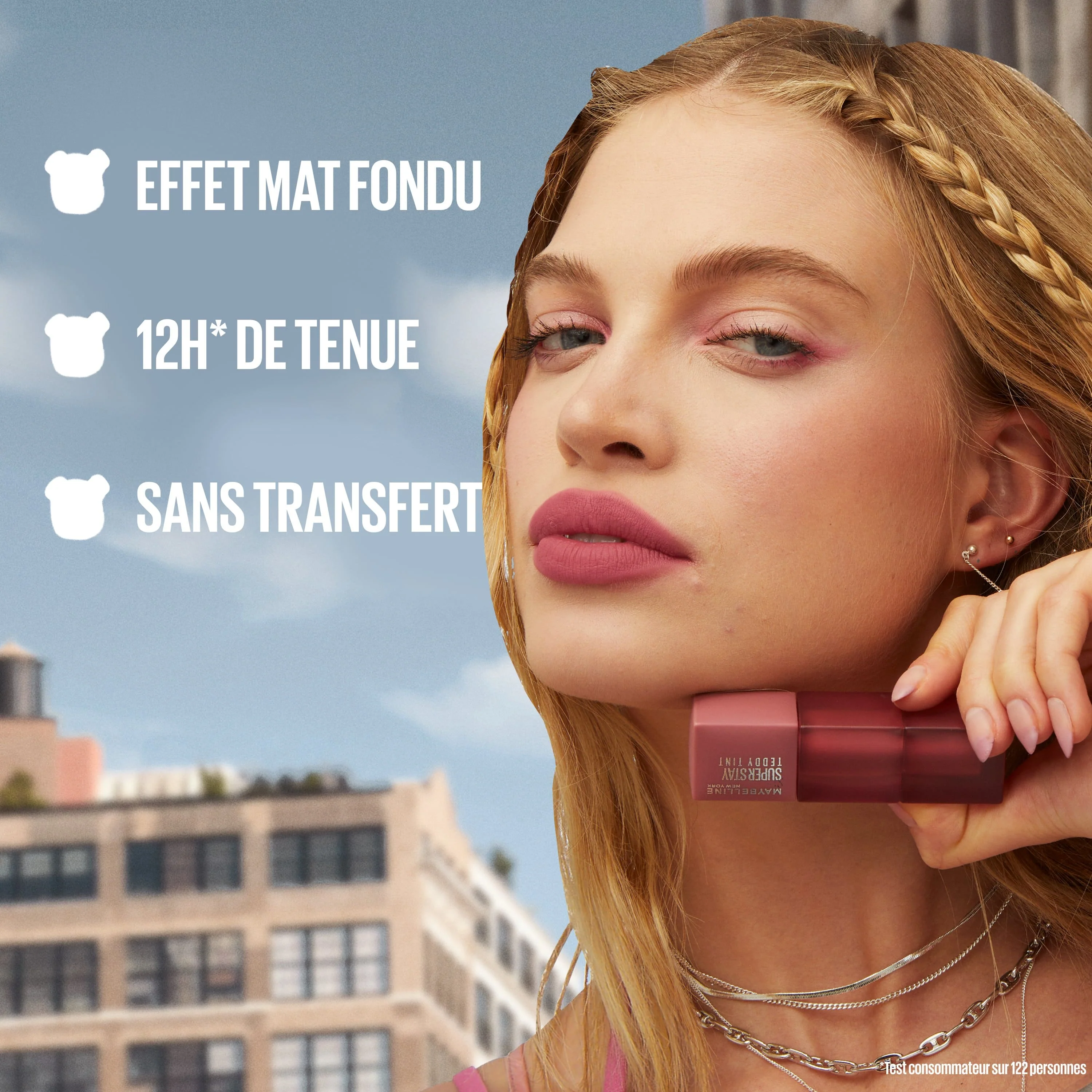 MAYBELLINE NEW YORK SUPERSTAY TEDDY TINT BLUSH À LÈVRES LIQUIDE FINI MAT FONDU BABY TEE 25 - Image 5