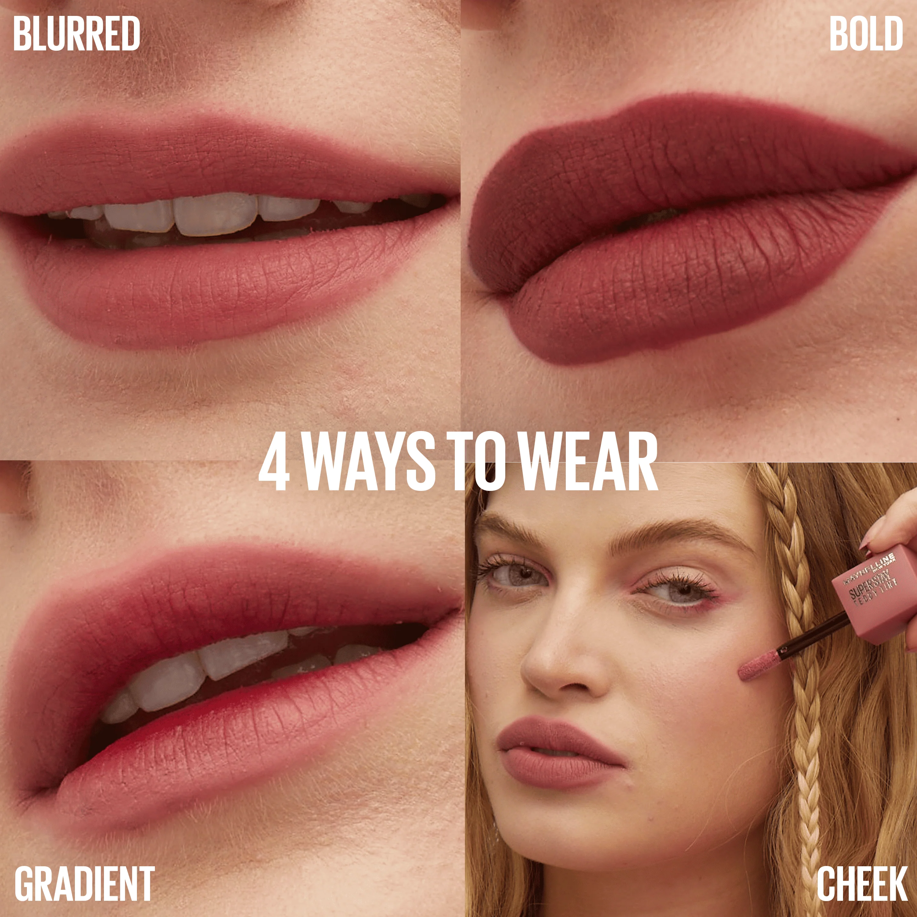 MAYBELLINE NEW YORK SUPERSTAY TEDDY TINT BLUSH À LÈVRES LIQUIDE FINI MAT FONDU BABY TEE 25 - Image 4
