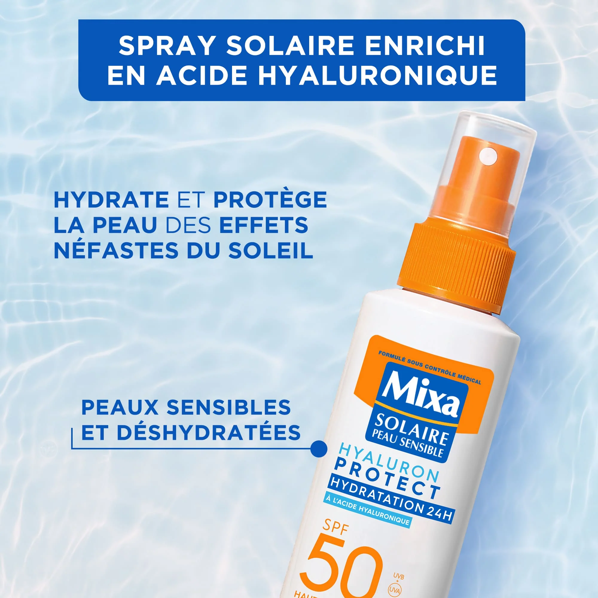 Mixa SOLAIRE HYALURON PROTECT PEAU SENSIBLES SPF50+ SPRAY 150ML - Image 4