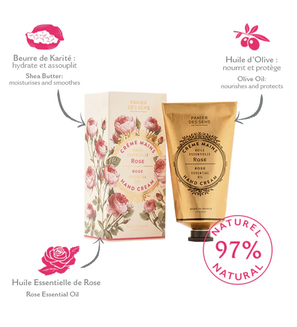 PANIER DES SENS CREME MAINS HUILE ESSENTIELLE ROSE 75 ML - Image 2