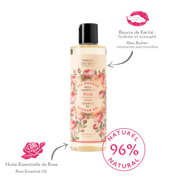 PANIER DES SENS GEL DOUCHE HUILE ESSENTIELLE ROSE 250 ML - Image 2