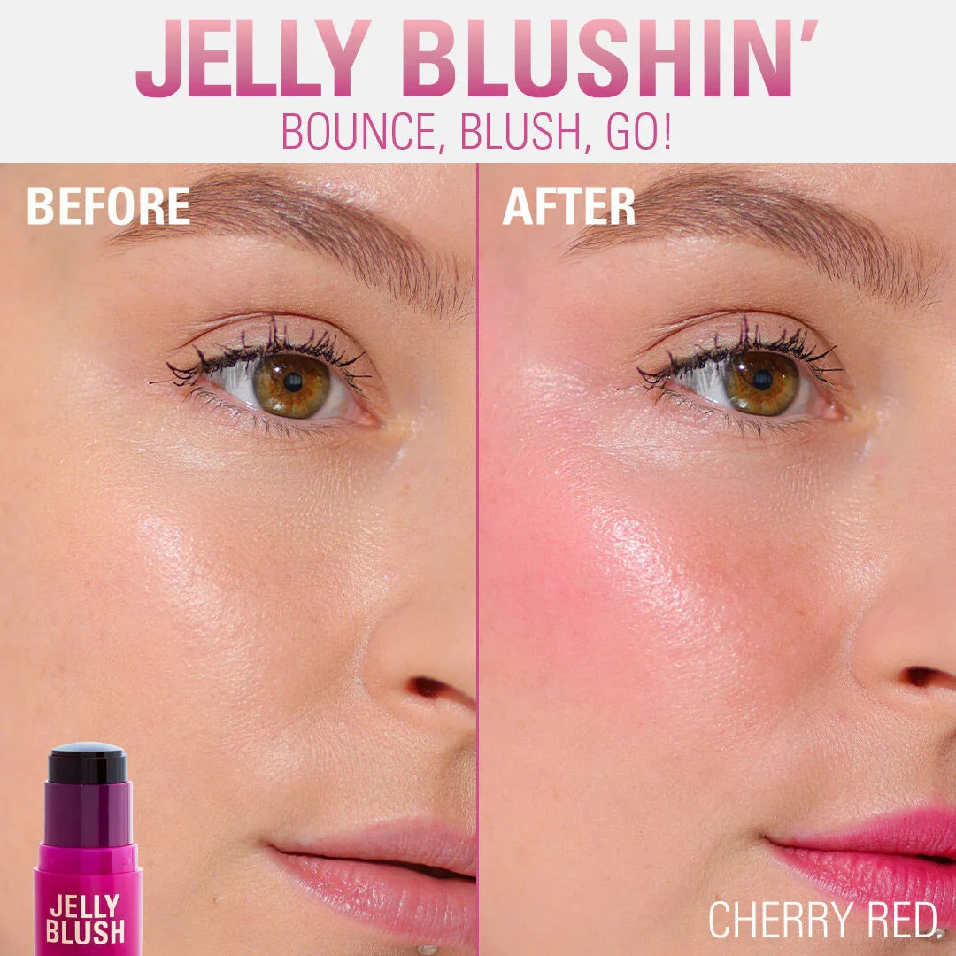 Revolution Jelly Blush Stick Lip and Cheek Stain Cherry Red - Image 2