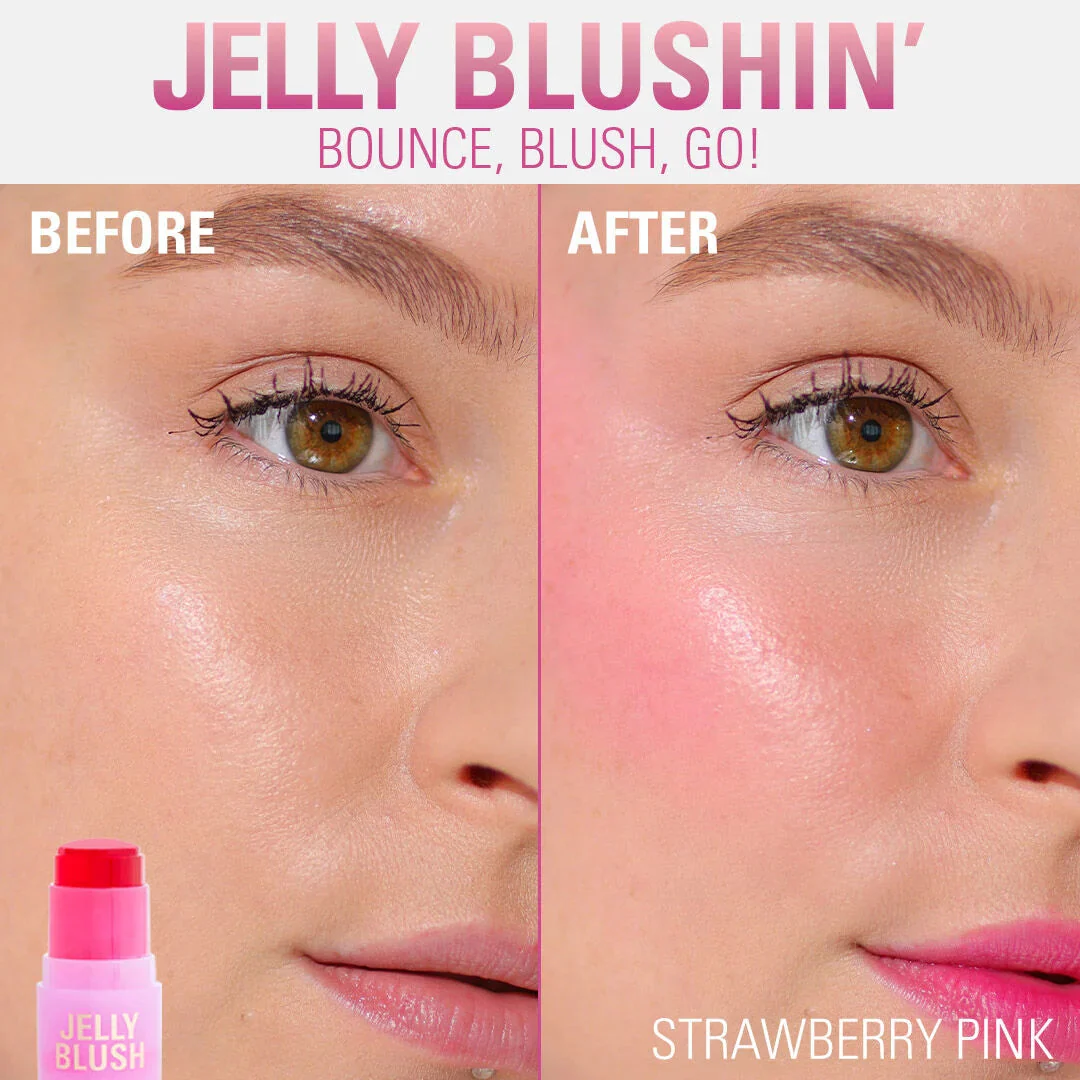 Revolution Jelly Blush Stick Lip and Cheek Stain Strawberry Pink - Image 2