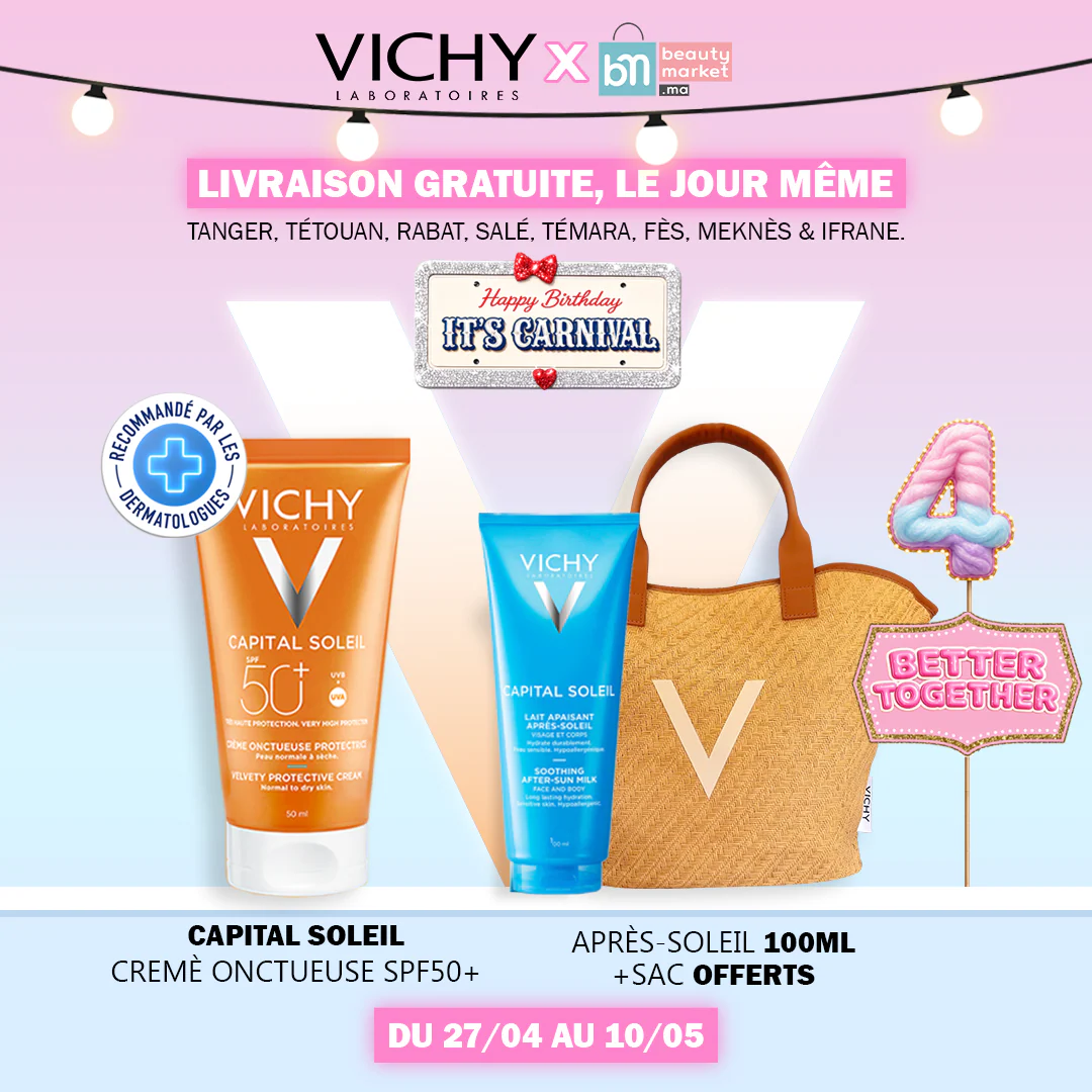 VICHY CAPITAL SOLEIL CREME ONCTUEUSE PEAU NORMALE A SECEHE SPF 50+ 50ML = Sac offert - Image 2